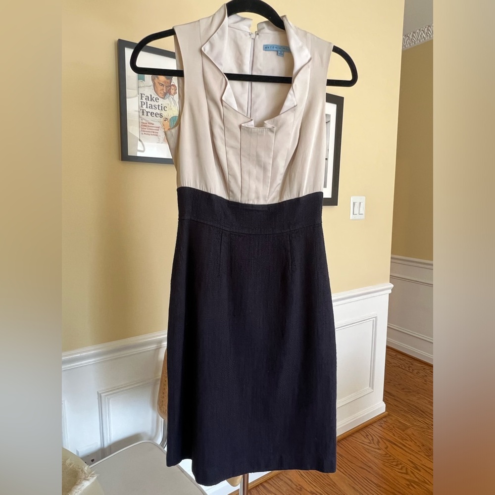 ANTONIO MELANI Cream and Dark Navy Dress